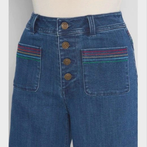 Modcloth don't forget your rainbow flare cropped jeans - Picture 5 of 10